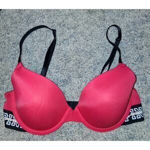 Victoria's Secret PINK Bra Wear Everywhere T-Shirt Lightly 34C Red